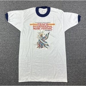 DEADSTOCK 1978 Tulsa International Music Festival Vintage 70s Ringer T-Shirt M